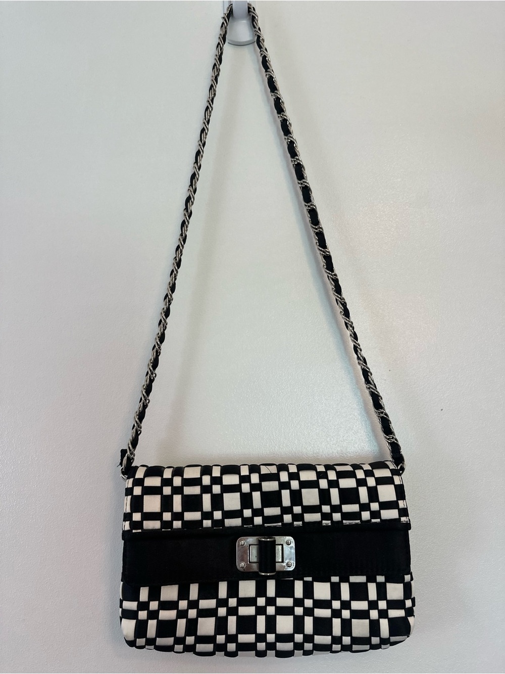 White House Black Market Black and White Checker Shoulder Bag